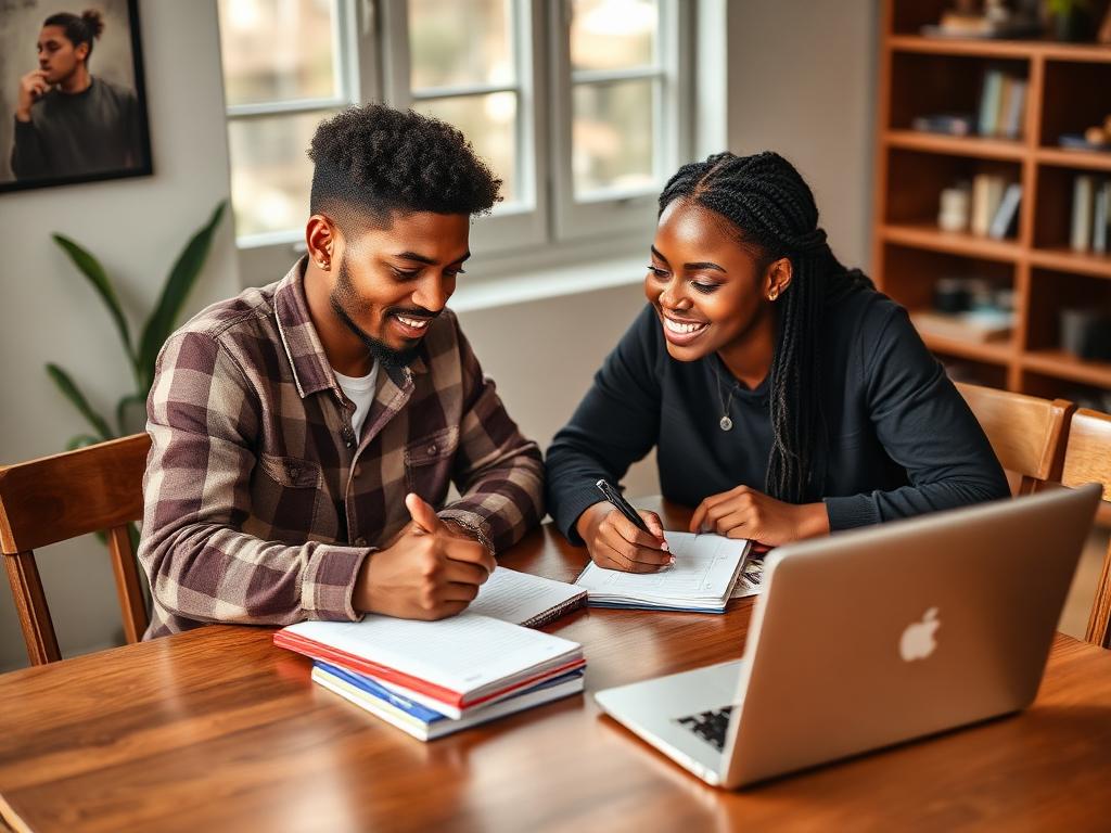 Young person learning to budget and manage money with a notebook and calculator