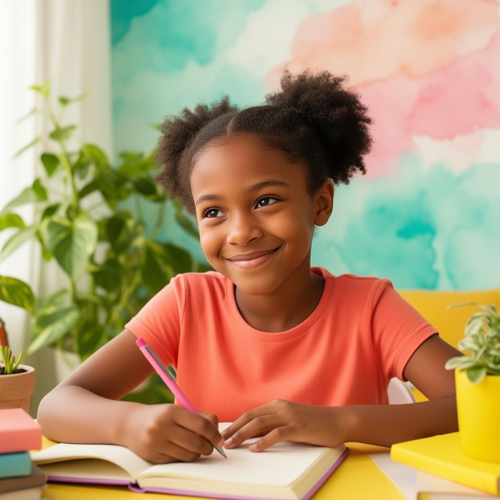 A girl journaling thoughtfully